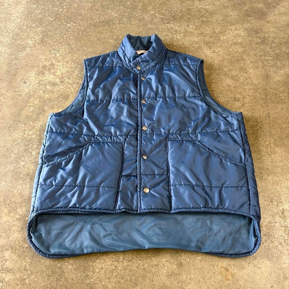 Vintage Active Generation Blue Puffer Vest Mens XL 80s Snap Button Workwear